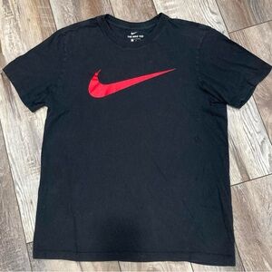 Black Nike T-shirt with red Swoosh sign logo